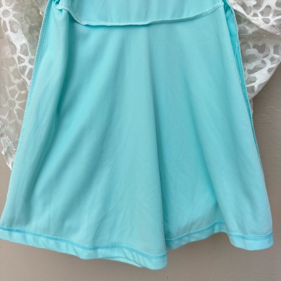 ELISA B. Lace Sleeveless Party Dress Teal Turquoise White Special Occasion Sz 10 - Picture 8 of 16